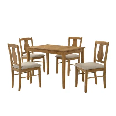 Best Master Furniture Solana 5-piece Transitional Rectangle Dining Set In 1 Box, Antique Natural Oak In Brown