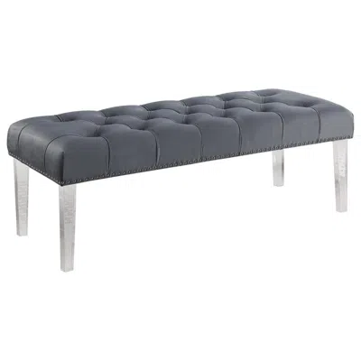 Best Master Furniture Suede Upholstered Tufted Bench With Acrylic Legs