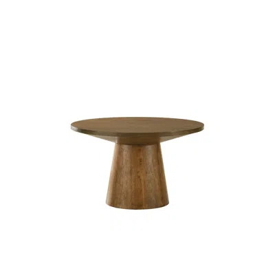 Best Master Furniture Terra Transitional Round Coffee Table With Pedestal Base, Walnut In Brown
