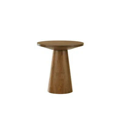 Best Master Furniture Terra Transitional Round Console Table With Pedestal Base, Walnut In Brown