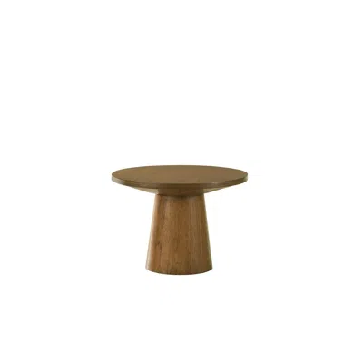 Best Master Furniture Terra Transitional Round End Table With Pedestal Base, Walnut In Brown