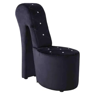 Best Master Furniture Tristram 19" Velvet High Heel Shoe Chair In Black