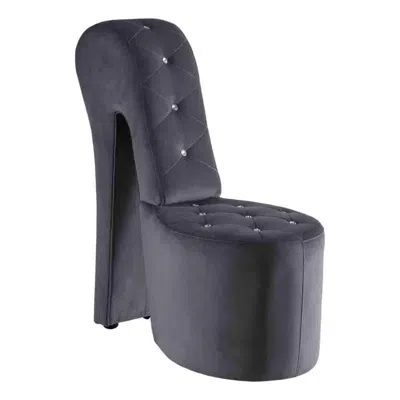 Best Master Furniture Tristram 19" Velvet High Heel Shoe Chair In Gray In Blue