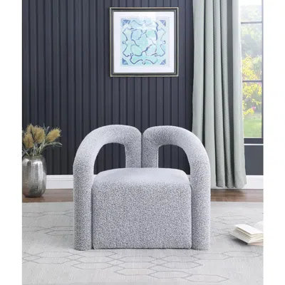 Best Master Furniture Troilus Grey Boucle Fabric Accent Chair In Gray