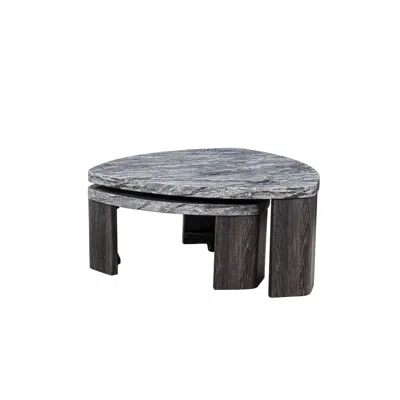 Best Master Furniture Tvoro 2-piece Swivel Coffee Table Set, Granite Gray And Greige