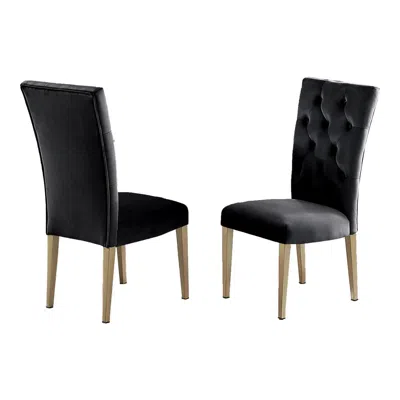 Best Master Furniture Tyrion Black Tufted Velvet Side Chairs In Brushed Gold (set Of 2)
