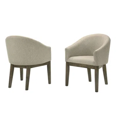 Best Master Furniture Upholstered Barrel-style Dining Chairs, Set Of 2, Reclaimed Weather Grey