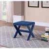 Best Master Furniture Velvet Fabric Upholstered Square Accent Bench In Blue