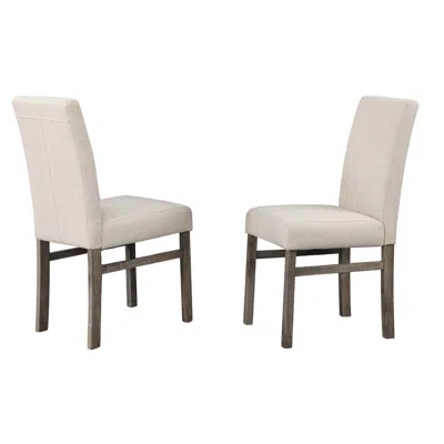 Best Master Furniture Vitaliya Antique Natural Oak Linen Side Chairs, Set Of 2 In Neutral