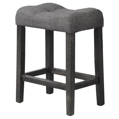 Best Master Furniture Vitaliya Black Charcoal Linen Counter Height Stools, Set Of 2 In Gray