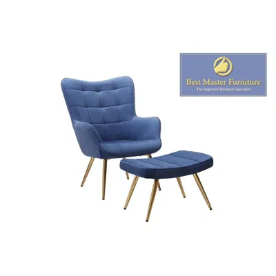 Best Master Furniture West China Velvet Accent Chair And Ottoman Set In Blue