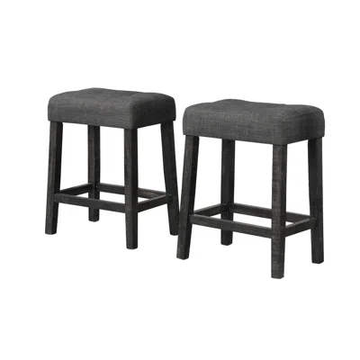 Best Master Furniture Yosef 24" Wood Counter Stool In Charcoal (set Of 2)