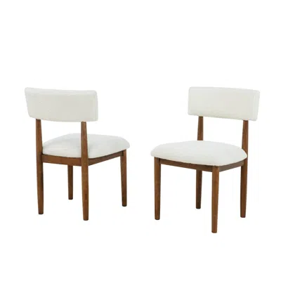 Best Master Furniture Yvetta Mid Century Modern Dining Chairs, Set Of 2, White/light Oak