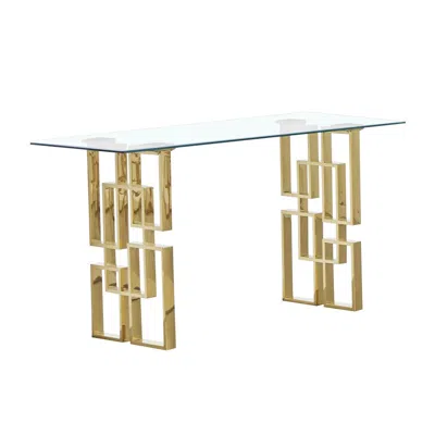 Best Quality Furniture - Clear Tempered Glass Console Table With Gold Stainless Steel Base