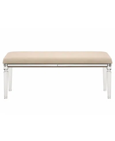 Best Quality Furniture 19" Fabric Glam Bench In Neutral