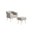 Best Quality Furniture 2 Pc Gray Accent Chair And Ottoman With Gold Legs In Neutral
