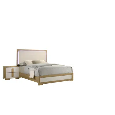 Best Quality Furniture 2 Piece - Beige Wood Bedroom Set (bed+night Stand) In Neutral