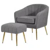 Best Quality Furniture 2 Piece Barrel Chair With Matching Ottoman In Dark Gray And Gold In Gray