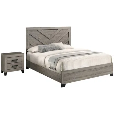 Best Quality Furniture 2 Piece Light Gray Pannel Bedroom Set (bed+ns)