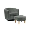 Best Quality Furniture 2 Piece Swivel Chair With Matching Ottoman In Gray Velvet