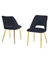 Best Quality Furniture 23" L X 20" W X 32" H Velvet Upholstered Side Chairs With Gold-tone Chrome Legs, Set Of 2