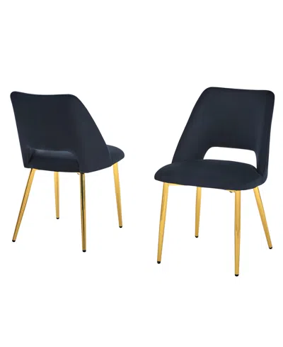 Best Quality Furniture 23" L X 20" W X 32" H Velvet Upholstered Side Chairs With Gold-tone Chrome Legs, Set Of 2