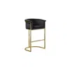 Best Quality Furniture 24" Black Velvet Upholstered Counter Height Wih Gold Base Single