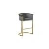 Best Quality Furniture 24" Dark Gray Velvet Upholstered Counter Height With Gold Base-single