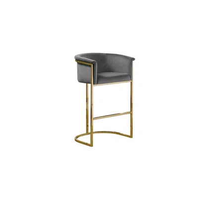 Best Quality Furniture 24" Dark Gray Velvet Upholstered Counter Height With Gold Base-single In Black