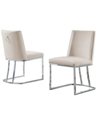 Best Quality Furniture 24" L X 19" W X 34" H Velvet Upholstered Side Chairs With Chrome Legs, Set Of 2 In Neutral