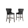 Best Quality Furniture 24" Tufted Velvet Upholstered Bar Stool In Black, Set Of 2, Black