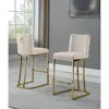 Best Quality Furniture 24" Velvet Counter Stool, Beige, Chrome Gold Base (set Of 2)
