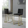 Best Quality Furniture 24" Velvet Counter Stool, Black, Chrome Gold Base (set Of 2)