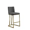 Best Quality Furniture 24" Velvet Counter Stool, Dark Grey, Chrome Gold Base (set Of 2)