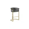 Best Quality Furniture 29" Dark Gray Velvet Upholstered Barstool With Gold Base -single