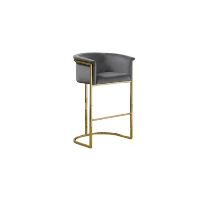 Best Quality Furniture 29" Dark Gray Velvet Upholstered Barstool With Gold Base -single