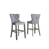 Best Quality Furniture 29" Dark Grey Velvet Bar Stool With Wood Base