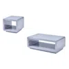 Best Quality Furniture 2pc Coffee Set In High Gloss Light Gray In Gray