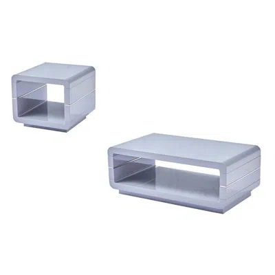 Best Quality Furniture 2pc Coffee Set In High Gloss Light Gray