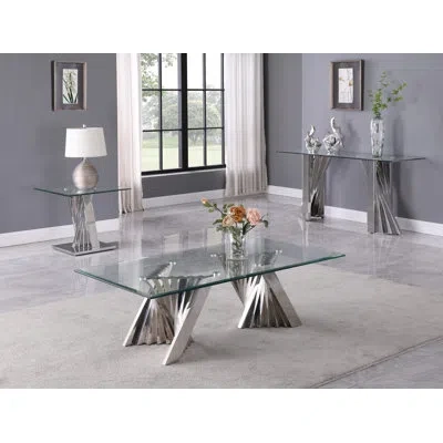 Best Quality Furniture 3 Piece Coffee Table Set In Silver