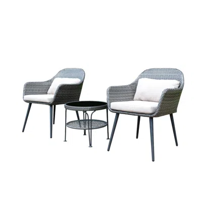 Best Quality Furniture 3-piece Outdoor Chat Set In Grey (2 Side Chairs And 1 Center Table)