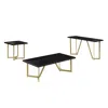 Best Quality Furniture 4pc Black Wood Top Coffee Table Set W/ Gold Color Iron Base (1 Coffee+2end+1console Table)