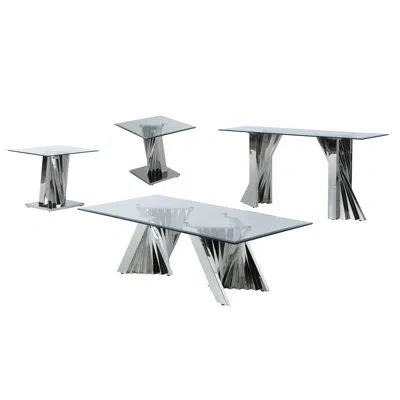 Best Quality Furniture 4 Piece Coffee Table Set In Silver