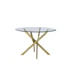 Best Quality Furniture 45" Round Glass Dining Table With Gold Chrome Base In Transparent