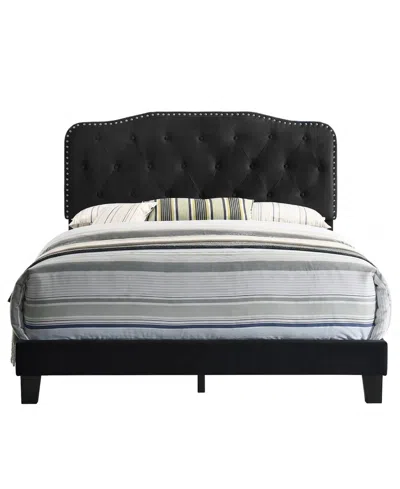 Best Quality Furniture 48" Velvet Full Panel Bed With Upholstery In Black
