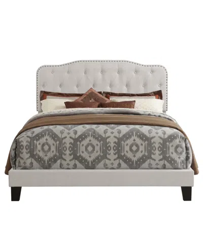 Best Quality Furniture 48.5" Fabric Full Panel Bed With Linen Upholstery In Gray