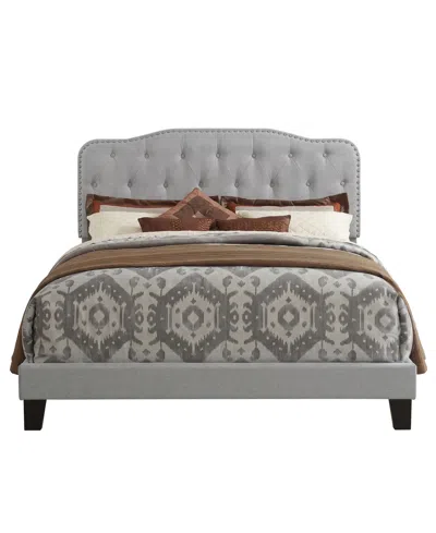 Best Quality Furniture 48.5" Fabric Full Panel Bed With Linen Upholstery In Smoke Gray