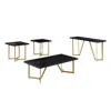 Best Quality Furniture 4pc Black Wood Top Coffee Table Set W/ Gold Color Iron Base (1 Coffee+2end+1console Table)