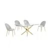 Best Quality Furniture 5 Piece Dining Set- Rectangular Dining Table With 4 Cream Side Chairs