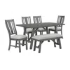 Best Quality Furniture 6 Piece Dining Set, Modern Farmhouse Design In Rustic Grey In Gray